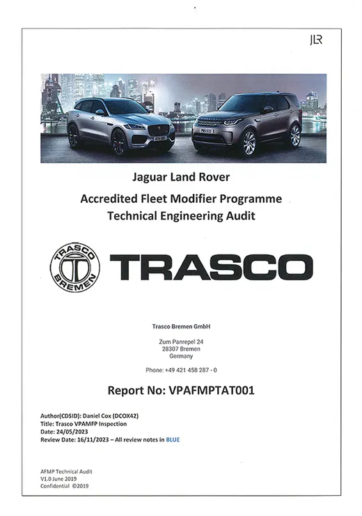 Jaguar Land Rover Technical Engineering Audit – акредитація TRASCO Bremen
