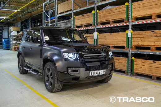 Defender 110 V8 mit ballistischem Schutz A-KIP® Level 4 von TRASCO