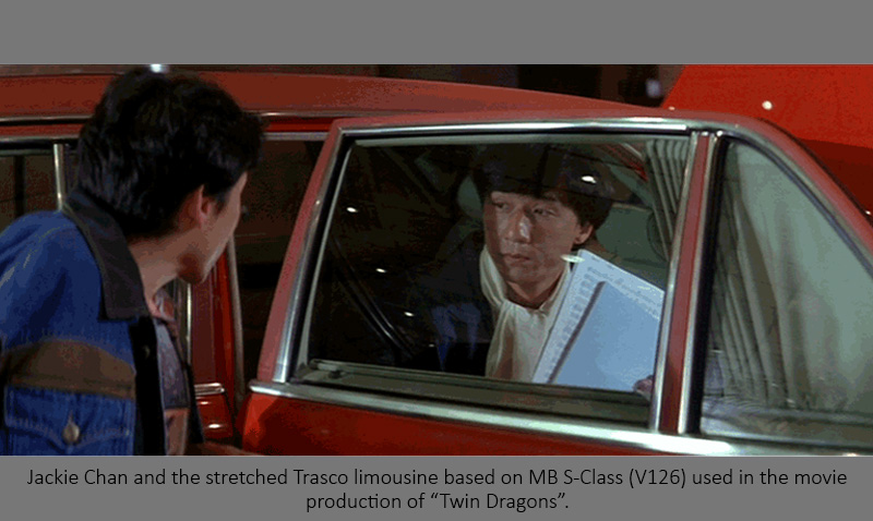 TRASCO stretched limousine in the movie production of Twin Dragons