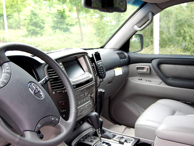 Cockpit of the armored Toyota Land Cruiser 100 by TRASCO