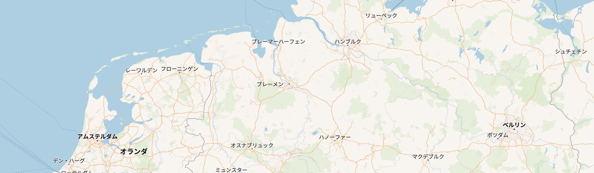 ブレーメンのTRASCO所在地を示すドイツ北部の地図（位置の目安としてハンブルク、ハノーファー、ベルリンを表示）