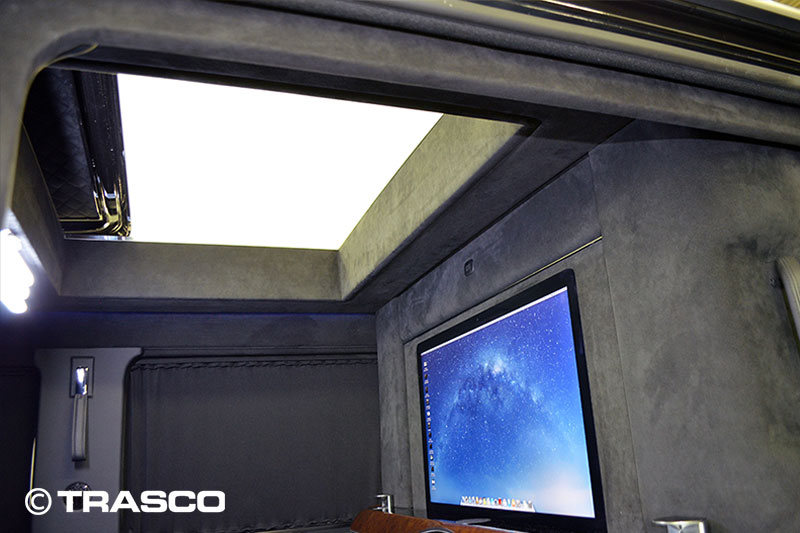 Trennwand mit Monitor und Bedienelementen von TRASCO