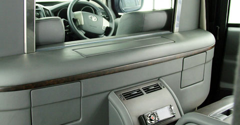Custom interior of an armored TRASCO limousine
