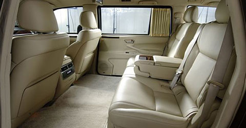 Custom rear seats in a TRASCO extended limousine