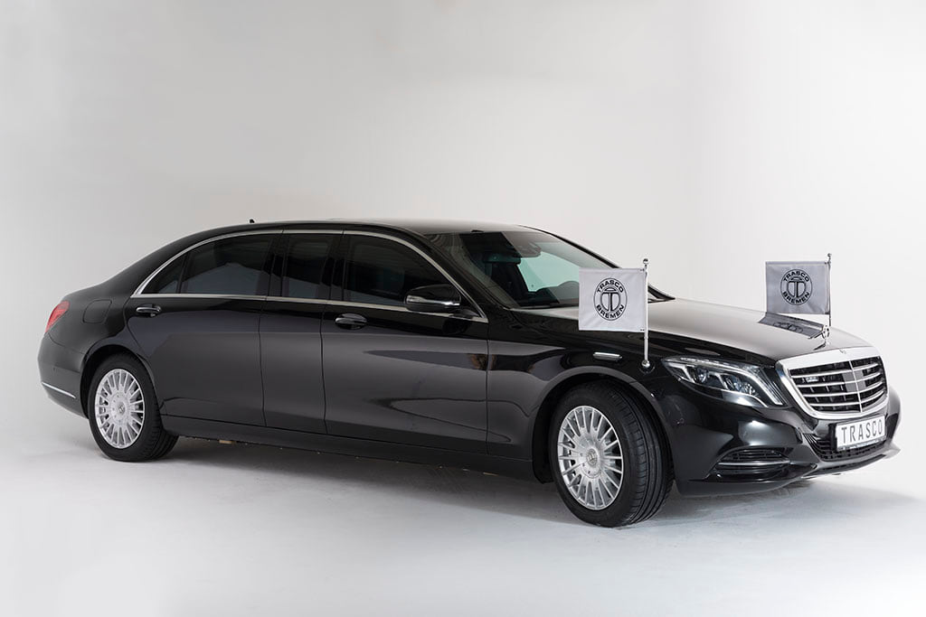 Подовжений лімузин +50 см із прапорцями TRASCO, на базі Mercedes-Benz S 500 L (V222)