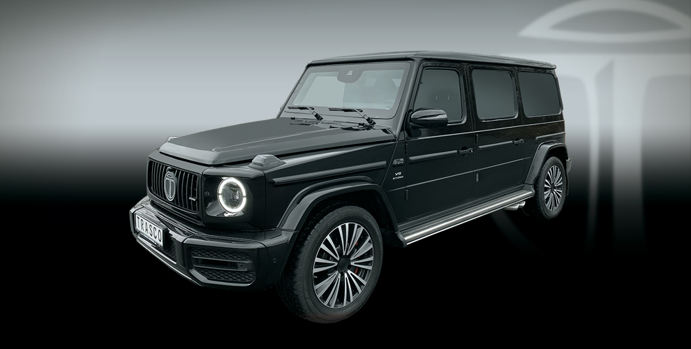 Armoring concept of the TRASCO VIP SUV XXLong based on the Mercedes-Benz G-Class: armoring cage, ballistic glass and protected components