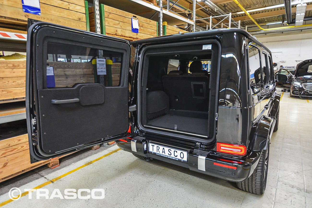SUV blindé sur base du Mercedes-Benz G 63 AMG, espace de chargement entièrement blindé