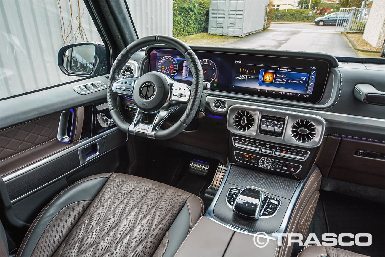 SUV blindé sur base du Mercedes-Benz G 63 AMG : poste de conduite et intérieur après le blindage