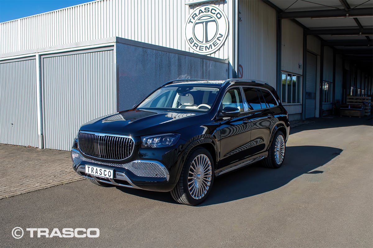 SUV blindé sur base du Mercedes-Benz GLS 600 Maybach, détail de la face avant