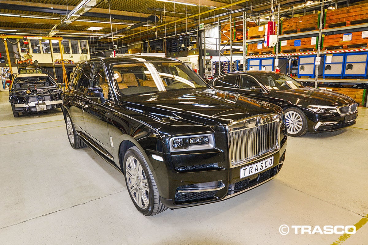Armored SUV based on the Rolls-Royce Cullinan in the TRASCO production hall